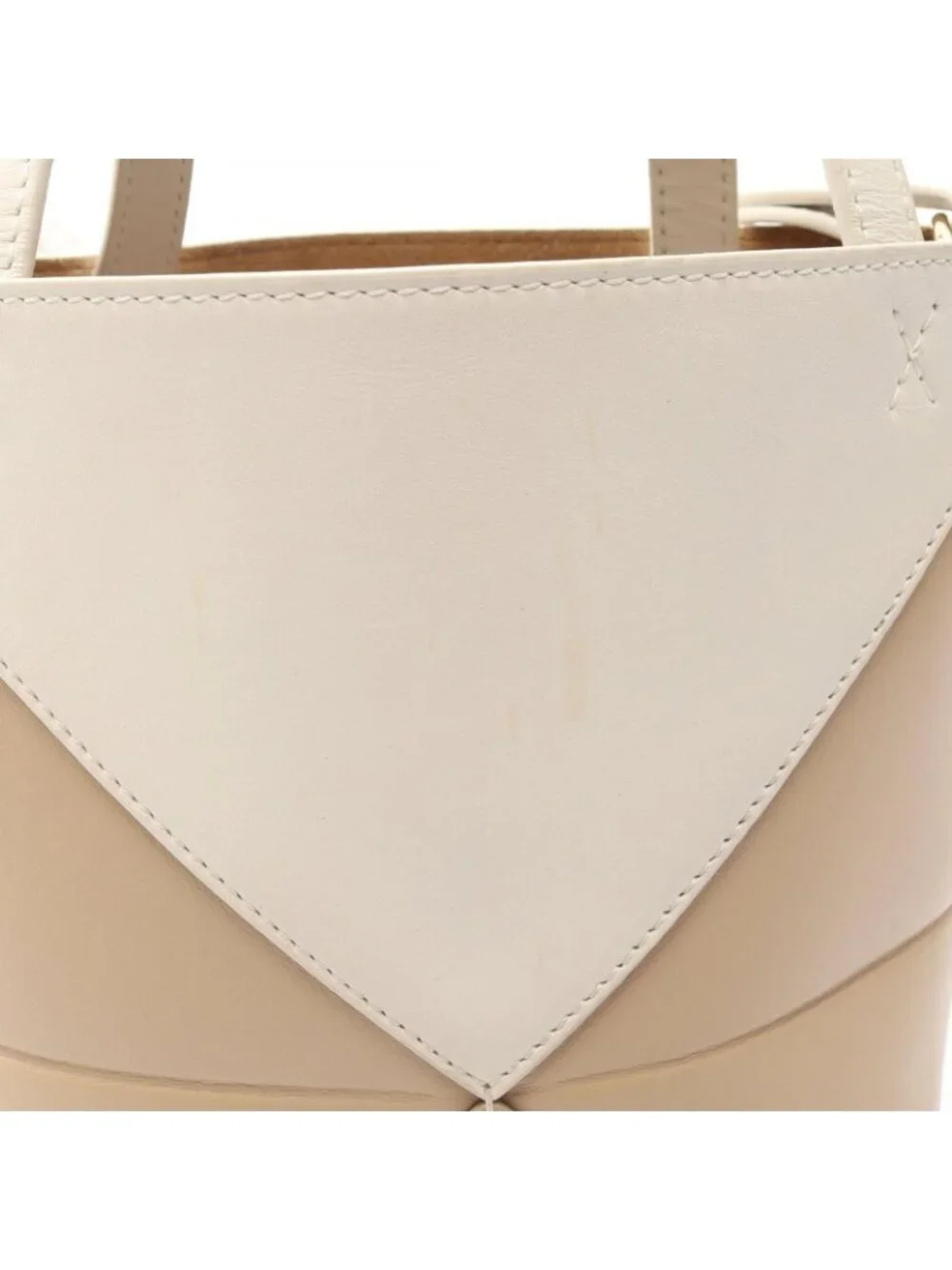 Loewe Handbag Puzzle Fold Mini 2-Way Beige Ivory Leather Tote